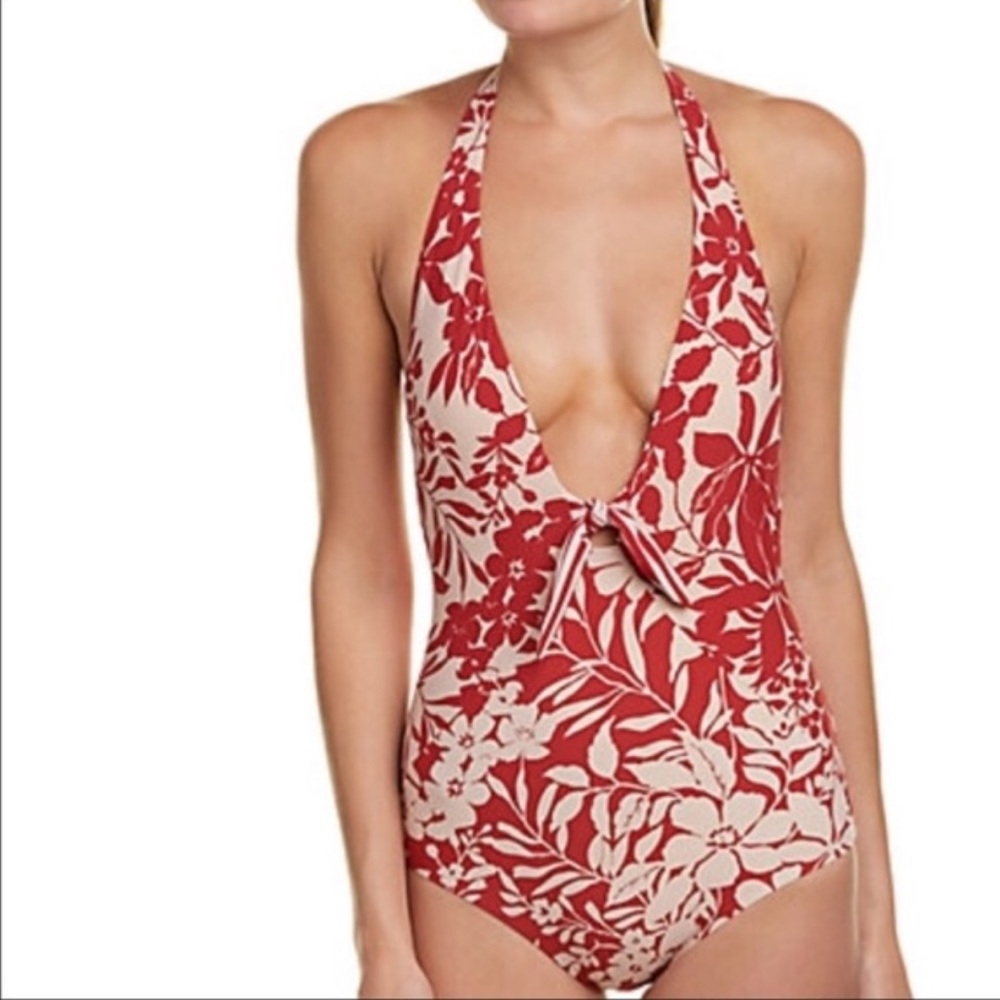 Red Carter Anthropologie Shanghai Bikini